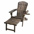 Conservatorio 50 in. Oceanic Collection Adirondack Chaise Lounge Chair Foldable, Cup & Glass Holder, Dark Brown CO3282552